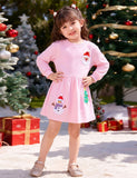 Christmas Cute Applique Long Sleeve Dress
