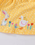 Cute Rabbit and Duckling Embroidered Dress