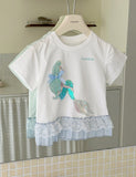 Sequin Mermaid Embroidered Lace Short Sleeve T-Shirt