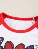 Independence Day Cartoon Printed Short Sleeve T-Shirt Shorts Set