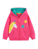 Star Unicorn Applique Zip-up Hoodie