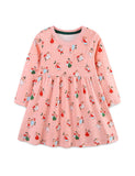 Christmas Tree Print Long-sleeved Dress