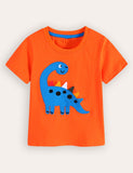 T-shirt a maniche corte con applicazione dinosauro