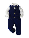 Velvet Vest Bow Tie Shirt Pants Four-piece Set