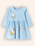 Cute Bunnies Appliqué Langærmet Kjole