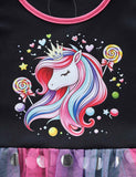 Rainbow Unicorn Print Tulle Dress
