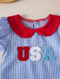 Independence Day Sweet Embroidered Doll Collar Dress