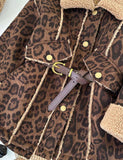 Leopard Print Sherpa Trim Belted Coat