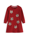 Kitten Applique Long Sleeve Dress