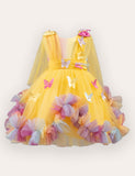 Three-dimensional Butterfly Ombre Rainbow Tulle Princess Dress
