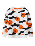 Halloween Pumpkin Bat Print Sweatshirt