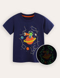Kurzarm mit leuchtendem Planeten-Print