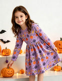 Autumn Pumpkin Print Long-sleeved Dress