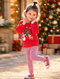 Chrsitmas Tree & Snowman Applique Sweatshirt Set