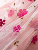 Blomsterbroderi Flyvende Sleeve Sløjfe Tyl Prinsesse Kjole