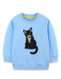 Cute Black Cat Applique Sweatshirt