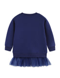 Autumn Animal Applique Tulle Splicing Sweatshirt