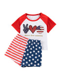 Independence Day Cartoon Printed Short Sleeve T-Shirt Shorts Set