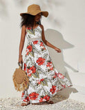 Holiday Elegant Flower Print Dress