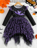 Halloween Bat Long Sleeve Tulle Dress