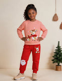 Christmas Deer Applique Sweatshirt Sweatpants Set