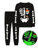 Halloween Luminous Skeleton Print Pajama Set