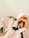 Halloween Pumpkin Bat Print Long Sleeve Dress