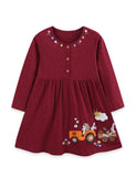 Hedgehog Applique Long Sleeve Dress