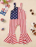 Independence Day Sleeveless Striped Star Print Jumpsuit