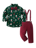 Christmas Vintage Snowflake Velvet Overalls Plaid Shirt Set