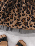 Girls Print Leopard Print Tulle Dress