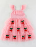 Flying Sleeve Cherry Multilayer Dress
