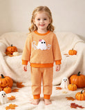 Halloween Ghost Embroidered Sweatshirt Set