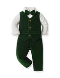 Velvet Vest Bow Tie Shirt Pants Four-piece Set