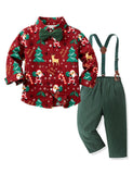 Christmas Vintage Snowflake Velvet Overalls Plaid Shirt Set