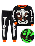 Halloween Luminous Skeleton Print Pajama Set