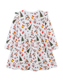 Christmas Tree Bell Print Long Sleeve Dress
