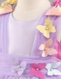 Three-dimensional Butterfly Ombre Rainbow Tulle Princess Dress