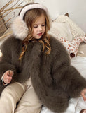 Luxury Taupe Faux Mink Fur Coat Or Vest