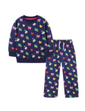 Bow Pigeon Print Sweatshirt Sweatpants Set