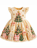 Christmas Tree Embroidered Party Dress