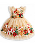 Golden Gingerbread Men Christmas Tutu Dress