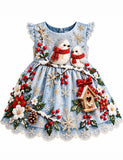 Winter Snowflake Birds Party Dress