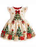 Christmas Tree Embroidered Party Dress