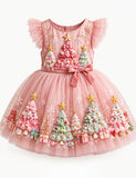 Snowflake Christmas Tree Embroidery Tulle Dress