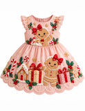 Christmas Gingerbread Girl Appliqué Gifts Dress