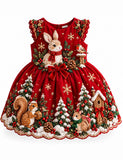Christmas Animal Friends Bow Dress