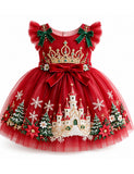 Christmas Crown Castle Bow Tulle Dress