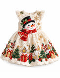 Christmas Snowman Appliqué Party Dress