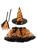Halloween Tutu Skirt + Witch Hat + Magic Wand Set